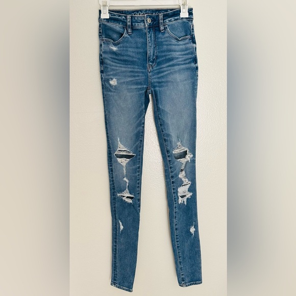 American Eagle Outfitters Denim - American Eagle Size 0 X Long Dream Jean Super High Waisted Distressed Jeggings